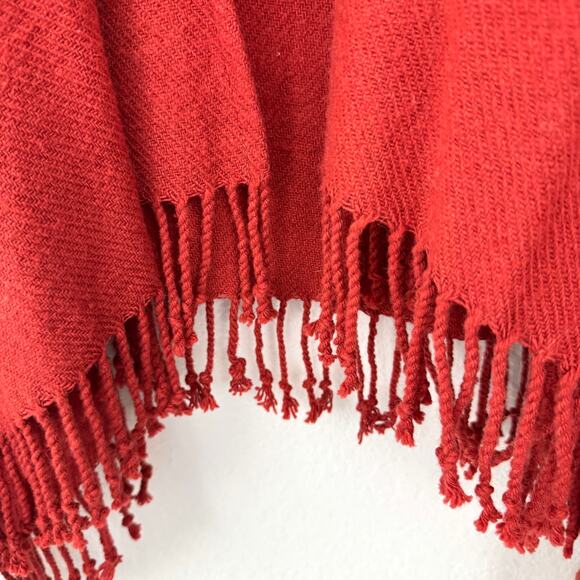 Talbots Womens Cardigan Wrap Shawl One Size Fringe Wool Blend Rust Orange - Picture 5 of 6